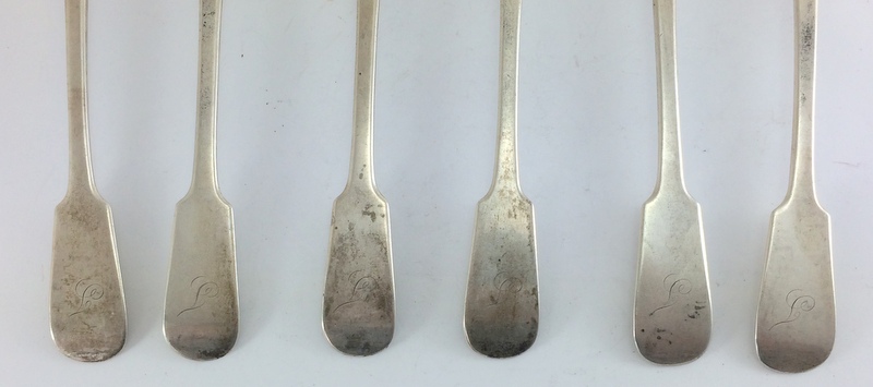 6 Silver Serving Spoons. Hallmarked Edinburgh 1849 by John Wilkie. Length 22.5g. Total Weight 450g - Image 3 of 6