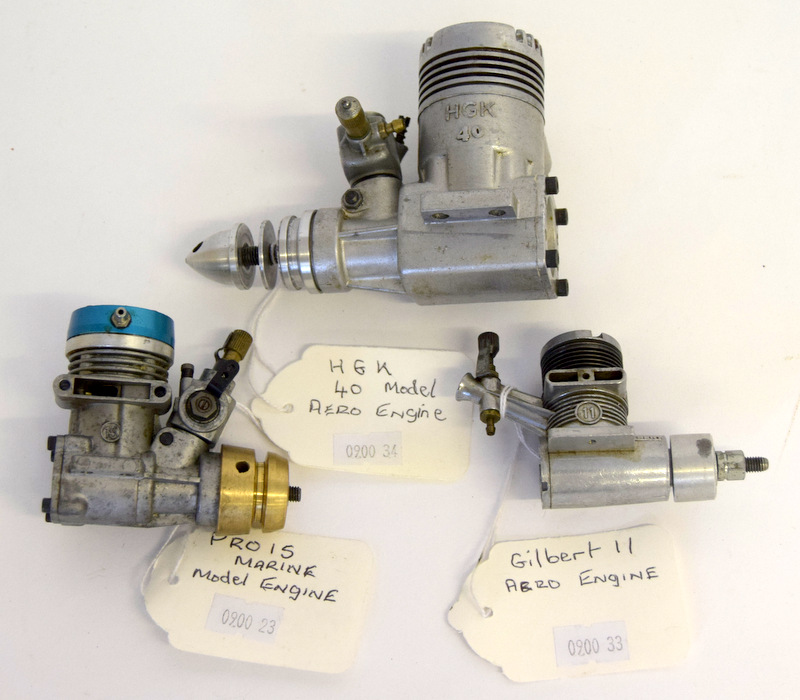 PRO 15 marine model engine, Gilbert II Thunderhead model aero engine, H G K 40 model aero engine