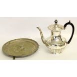Silver plated coffee pot and tray