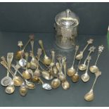 Collection of silver and silver plate tourist spoons