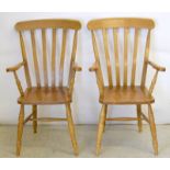 2 pine farmhouse chairs