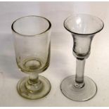 Pair of C18th Glasses, rumners glass and a wine glass