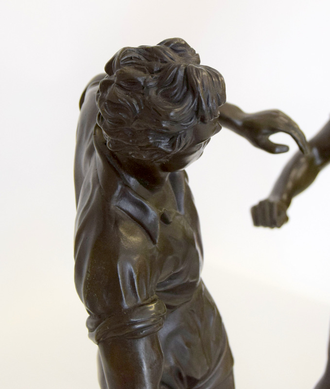 Contemporary bronze 2 footballers playing for the ball set on a marble base. 62cm x 49cm - Image 7 of 9