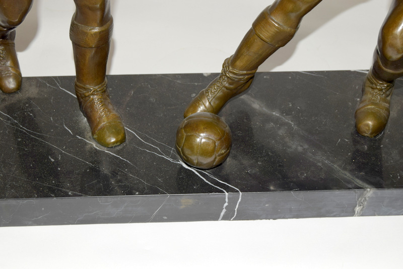 Contemporary bronze 2 footballers playing for the ball set on a marble base. 62cm x 49cm - Image 4 of 9