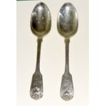 Two Georgian silver serving spoons with stag motif by John Henry Lias London 1847 200gm