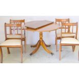 Inlaid extending dining table and 4 chairs. 76 x 155 x 84cm