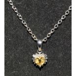 A 14Ct white gold Heart Shape Diamond And Citrine Pendant Necklace