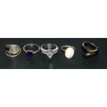 5 Silver fashion rings