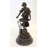 Contemporary bronze of a lady sewing seeds. 33cm tall