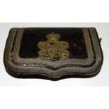 A Victorian British Cavalry officers bullion wire and leather cartridge pouch with VR cypher