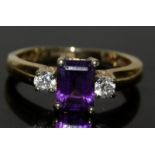 9ct gold ladies Amethyst ring size M