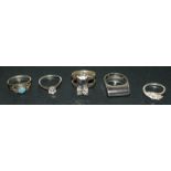 5 Silver fashion rings