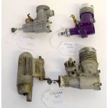 Vcktam (incomplete) model aero engine, Enya 19V model 4005 aero engine, OS MAX 40 model aero engine