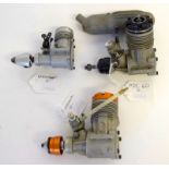 2 Unknown glow model aero engines and MDS 40 glow model aero engine with muffler