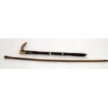 Devonshire Regiment Swagger Stick together with a horn riding crop with silver collar