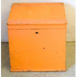 Painted pine chest / tool box. 50 x 50 x 50cm