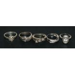 5 Silver fashion rings