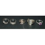 5 Silver fashion rings