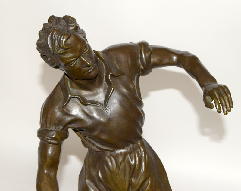 Contemporary bronze 2 footballers playing for the ball set on a marble base. 62cm x 49cm - Image 5 of 9