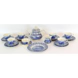 A Blue And White Tea Set To Include Teapot By Staffordshire Silver Jubilee
