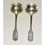 Two Georgian Silver Soup Ladles with Stag motif by John Henry Lias London 1847 175gm