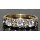 9ct gold ladies Amethyst and diamond half eternity ring size L