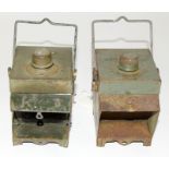 Two WW2 British Army traffic lamps or cycle lamps