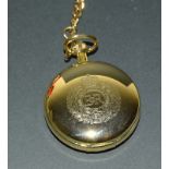 Gold Plated pocket watch, hand wind. Engraved with Royal Engineers Crest