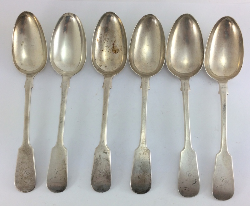 6 Silver Serving Spoons. Hallmarked Edinburgh 1849 by John Wilkie. Length 22.5g. Total Weight 450g - Image 2 of 6