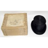 Herbert Johnson New Bond street Top hat In original box. Internal hat circumference 62cm