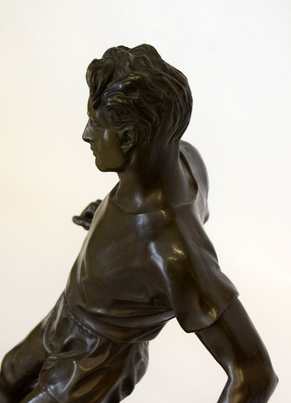 Contemporary bronze 2 footballers playing for the ball set on a marble base. 62cm x 49cm - Image 9 of 9