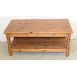 Pine Coffee Table with under shelf. 47 x 105 x 55cm