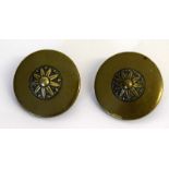 A pair of WW2 Japanese chrysanthemum brass buckles. 4.5cms diameter