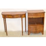 Walnut Hall Table and side cabinet. 72 x 80x 42cm