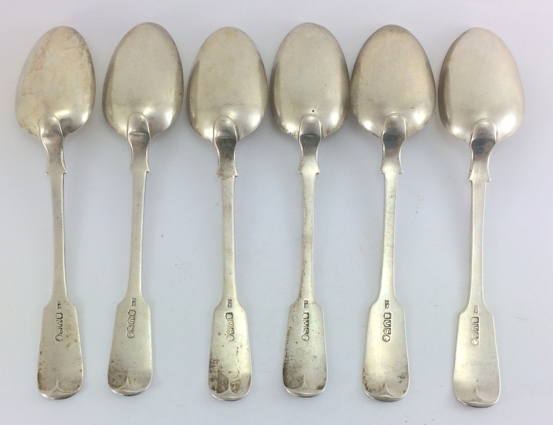 6 Silver Serving Spoons. Hallmarked Edinburgh 1849 by John Wilkie. Length 22.5g. Total Weight 450g - Image 5 of 6