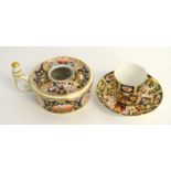 Crown Derby Imari Inkwell together with a Crown Derby Imari Cup & Saucer