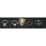 5 Silver fashion rings