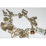 Ladies Silver charm bracelet and 16 charms