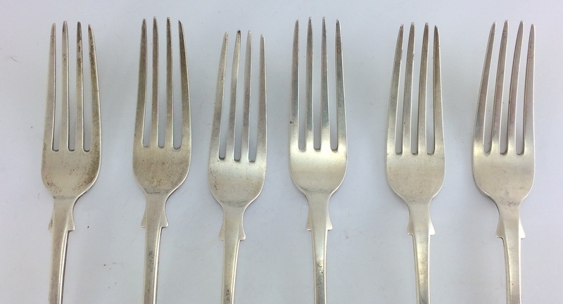 6 silver forks. Hallmarked Glasgow 1858 by G E. Length 20.5cm. Total Weight 450g - Image 3 of 5