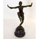 Contemporary bronze of a dancing lady. 39cm tall