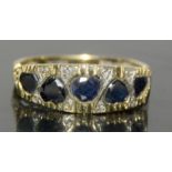9ct gold ladies antique set Sapphire and diamond ring size M