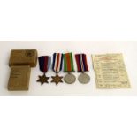 A WW2 Army medal group of four including the France & Germany Star with the Army Council certificate