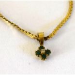 9ct gold emerald necklace on a gold chain