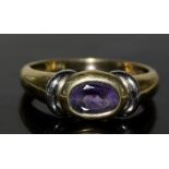 9ct two tone gold ladies Amethyst ring size O