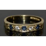 9ct gold ladies diamond and sapphire half eternity ring size M