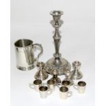 Silver dwarf candlesticks and other silver & silver plated items
