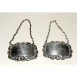 Pair of silver hallmarked decanter labels Port and Brandy