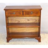 Small mahogany 2 drawer bookcase. 77 x 76 x 28cm