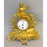 French figural gilt clock with key, in working order