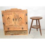 Art Nouveau wall cupboard and a stool. 77 x 70 x 30